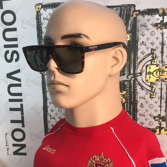 New Authentic Gucci GG0748S 003 Havana Rectangular Sunglasses Green Lenses ✨ BRAND NEW GUCCI GG0748S 003 SUNGLASSES – HAVANA WITH  main image 3